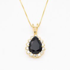 6025-P-nONY: Gold Vermeil 18k Natural Onyx Elegant Black Teardrop Pendant Necklace, Black Teardrop Pendant Jewelry For Formal Occasion, Black Teardrop Pendant For Formal Occasions, Formal Black Teardrop Pendant Necklace, Black Onyx Pendant, Ring Matching, Onyx Pendant, Matching Ring, Onyx Necklace