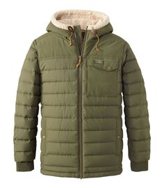 Men's Mountain Classic Down Hooded Jacket, Sherpa-Lined | Insulated Jackets at L.L.Bean Cozy Outerwear With Detachable Hood For Outdoor, Cozy Outdoor Outerwear With Detachable Hood, Outdoor Winter Wear Puffer Jacket With Fleece Lining, Winter Puffer Jacket With Fleece Lining For Outdoor, Outdoor Winter Puffer Jacket With Fleece Lining, Hooded Down Jacket With Fleece Lining, Down Hooded Jacket With Fleece Lining, Long Sleeve Puffer Jacket With Fleece Lining For Outdoor, Outdoor Puffer Jacket With Fleece Lining