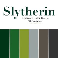 the color scheme for slyferin is shown in shades of green, brown and gray