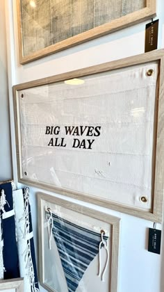 ‘BIG WAVES ALL DAY’ Banner Flag | Bird + Belle Sailing Flags Decor, Trendy Coastal Decor, Socal Beach House, Ocean Cottage Decor, Florida Beach Decor, Beachy Guest Bathroom, Framed License Plate Wall Art, East Coast Room Decor, Vintage Coastal Wall Art