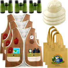 there are many items that can be used to decorate bags and bottles in the shape of vests