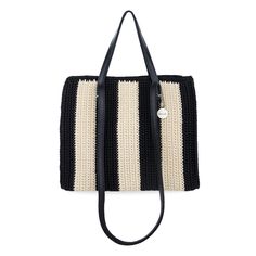 You’ll turn to the Sable Tote time and again. Perfect for everyday, it’s hand-crocheted from sustainable ocean-bound recycled plastics and has convenient side pockets that will keep your essentials within reach. The Sak, Womens Tote, Hand Crochet, Leather Handle, Womens Tote Bags, Handbag Accessories, Black Stripes, Tote Handbags, Leather Tote