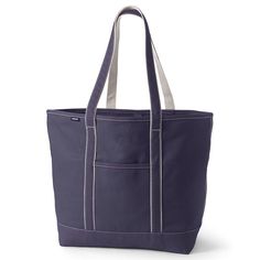 "This iconic Lands' End canvas tote is designed to withstands the test of time, featuring durable, reinforced details. This iconic Lands' End canvas tote is designed to withstands the test of time, featuring durable, reinforced details. Wide felled seams allow it to stand upright, keeping contents inside Water-resistant base and trim Pockets inside keep your smaller items easy to find and secure Neatly-stitched seams give it a clean look 26""W x 10.25""D x 17""H Handle: 14'' drop Exterior: 1 sli Tote Bag Size, Kids Luggage, Travel Tote, True Blue, The Test, Womens Size Chart, Garden Tote, Open Top, Canvas Tote Bag