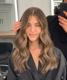 Wavy Hair With Straight Ends, Light Brown Haircolor Brunettes, Light Cool Brown Balayage, Honey Hair Highlights Brunettes, Light Brown Hair With Subtle Money Piece, Brunette Hair Balayage Dark, Brunette Hair Color With Babylights, Honey Brown Hair Balayage Brunettes, Light Brown Hair Light Eyes