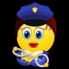 a yellow bird in a police uniform holding a chain