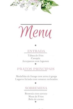 a menu with flowers on it and the word's name in spanish, which is also