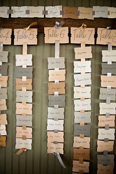 several pieces of paper that have been pinned to the wall