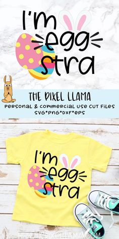 two t - shirts with the words i'm egg stra on them and an image