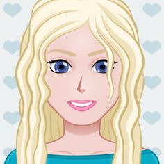 a blonde haired woman with blue eyes and long hair