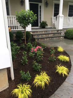 the front yard is clean and ready to be used as a flower bed or planter