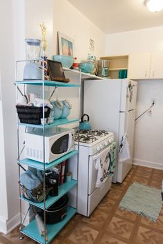 the kitchen is clean and ready to be used as a storage space for cooking utensils