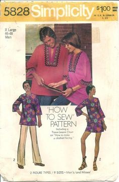 an old sewing pattern for women's tops and pants