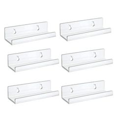 six clear acrylic shelfs with hooks