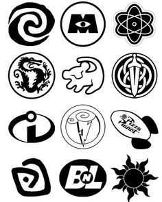 some logos that are black and white on a white background, each with different letters