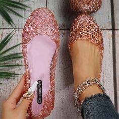 Category:Flats; Upper Materials:PVC; Season:Summer; Heel Type:Flat Heel; Gender:Women's; Toe Shape:Round Toe; Style:Casual,Elegant; Heel Height(inch):<1; Outsole Materials:Foam Rubber; Occasion:Daily,Beach; Closure Type:Loafer; Pattern:Solid Color; Listing Date:05/29/2023; Production mode:External procurement; 2024 Trends:Comfort Shoes,Jellies Shoes; Foot Length:; Foot Width:; Size chart date source:Provided by Supplier. Jellies Shoes, Light Blue Shoes, Shoes For Summer, Womens Red Shoes, Jelly Flats, Women Platform Sandals, Green Sandals, Girly Shoes, Platform Heels Chunky