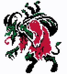 FREE KRAMPUS CROSS STITCH PATTERN DIGITIZED BY MYSELF FROM AN IMAGE FOUND ON GOOGLE https://www.stitchfiddle.com/c/sk348p-jq3ur5 Witchy Diy, Stitch Fiddle, Bracelet Book, Cross Stitch Pattern Maker, Free Cross Stitch Charts, Minecraft Christmas, Cool Pixel Art