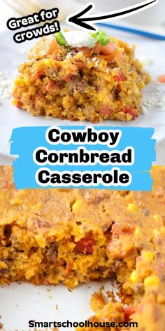 The BEST Cowboy Cornbread Casserole!- Smart School House Southwest Cornbread Bake, Cornbread Main Dish, Quick And Easy Hamburger Dinner Recipes, Cowboy Casserole With Jiffy Cornbread, Southwest Cornbread Casserole, Recipes With Cornbread Dinners, Soup And Cornbread Recipes, Cowboy Cornbread Casserole Crockpot, Fritos Cowboy Cornbread Casserole