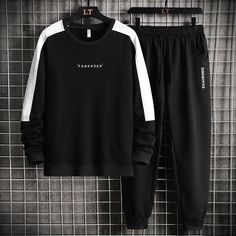 Wiaofellas Autumn Men Casual Sports Set Round Neck Tracksuit Fashion Sweatshirt and Sweatpants 2 Piece Sets Male Sportswear Outfit Set Tracksuit Fashion, Jogger Outfit, Sportswear Outfits, Men Tracksuit, 2 Piece Sets, Track Suit Men, Training Clothes, Oversize Fashion, Casual Sportswear