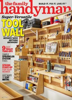 the front cover of handyman magazine with tools and supplies on it's wall