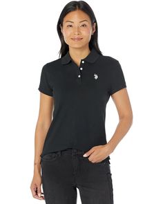 U.S. POLO ASSN. Short Sleeve Small Pony Solid Pique Polo Shirt | 6pm Workwear Polo Shirt With Collar And Button Closure, Workwear Polo Collar Top With Buttons, Collared Polo Shirt With Buttons For Workwear, Casual Short Sleeve Polo Shirt With Buttons, Solid Color Button-up Polo Shirt With Placket, Button-up Polo Shirt With Placket, Solid Button-up Polo Shirt With Placket, Polo Collar Top With Button Closure, Fitted Casual Polo Shirt With Buttons