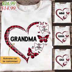 Mom Grandma Heart With Grandkids Name, Personalized Tshirt Women available in T-shirt, hoodie, tank top, longsleeve, multi color and size S M L XL XXL 3XL 4XL 5XL. Shipping from the US. Easy 30 day return policy - Shop now! 6.1-ounce, 100% cotton .Double-needle neck, sleeves and hem; Roomy Unisex Fit. Ash is 99% cotton, 1% poly; Sport Grey is 90% cotton, 10% poly; Dark Heather is 50% cotton, 50% polyester .Decoration type: Digital Print. Made by Gildan Personalized Tshirt, Tshirt Women, Grandma Shirts, Personalized Wallet, Handmade Leather Wallet, Mom And Grandma, Cricut Projects Vinyl, Mothers Day Shirts, Printed Tank Tops