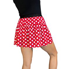 Due to popular demand, we've added this Minnie Mouse inspired skirt for those who love to RunDisney! Shirt sold separately.Skirt is a high quality stretch spandex polka dot (smaller dots than our other red Minnie skirt) with a black 1" elastic waist band! You can rock the skirt!This skirt is very light weight and made form high quality performance spandex- perfect for your "costume" run.These skirts do not include under shorts. Be sure to wear your favorite spandex or booty shorts under.Material Casual Fitted Polka Dot Mini Skirt, Fitted Polka Dot Mini Skirt, Fitted Polka Dot Skirt With Lining, Playful Fitted Mini Skort, Playful Fitted Mini Skirt Skort, Playful Fitted Mini Skirt, Minnie Skirt, Running Skirt, Under Shorts