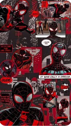 spider - man collage with words and pictures on it