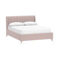 an image of a bed with white sheets and pillows on the headboard or foot board