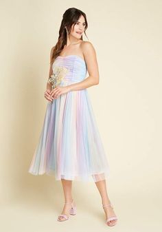 A Lovely Mesh Strapless Dress Platonic Wedding, Wedding Nontraditional, Rainbow Beauty, The Power Of One, Mermaid Bride, Plus Size Vintage Dresses, Closet Tour, Quince Dress, Pastel Dress