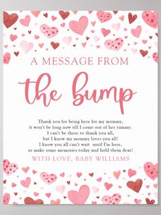 a message from the bump card with hearts