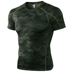 PRICES MAY VARY. ➤【Dry-Fit Shirts for Men】: Our short sleeve compression shirt men is made of ultra soft, breathable and sweat-wicking 4-way stretch superior quality fabric, enable sweat easy for air-dry to prevent clothes sticking to the body. Excellent elasticity and durability shirts are great for all day wear. ➤【Flatlock Seams & Sun Protection】: These sports baselayer t-shirts tops adopt 4-needles ergonomic flatlock seams that allows you to move better in every direction without fear of chafing. Men's workout running shirts of sun protection, which can protect your skin from the sun's harmful UV rays. ➤【Running Compression Design】: SPVISE men's sports compression tops provides and highlight the corners and curves of human muscles. Athletic compression shirt for men can also increase bl Affordable Under Armour Men's T-shirt, Army Shorts, Mens Gym Bag, Bicycle Sport, Compression T Shirt, Camouflage Green, Compression Shirt, Sport Gym, Shorts With Tights