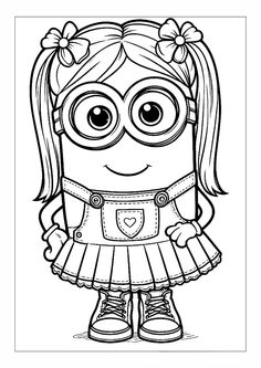 a coloring page with a cartoon character from the movie despicable minion girls