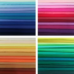 different colors of fabric are shown in this image