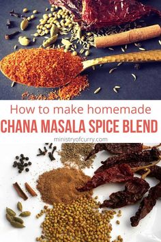 how to make homemade chaana masala spice blend with spices and seeds on the side