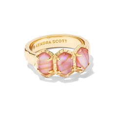 Kendra Scott | Daphne Gold Band Ring in Light Pink Iridescent Abalone - Giddy Up Glamour Boutique Pink Iridescent, Giddy Up Glamour, Gold Band Ring, Shine On, Brass Material, Gold Band, How To Better Yourself, Kendra Scott, Gold Bands