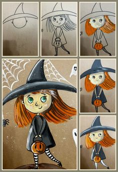 #art #drawing #drawingwitcchildren #witch #рисуемсдетьми #идеидлярисования #ideasfordrawingwitchchildren #halloween #поэтапноерисование #ведьмочка #рисункиведьмы Fall Art Projects, Halloween Arts And Crafts, Autumn Painting, Art Painting Acrylic, Autumn Art, Art Tutorials Drawing, Canvas Art Painting, Art Plastique, Halloween Art