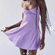 Medium Lavender Lace Up Mini Dress Nwt Urban Outfitters! Purple Mini Dress, College Packing, Scooped Neckline, A Line Mini Skirt, Urban Dresses, Urban Outfitters Dress, Purple Lace, Black Fits, Scoop Neckline