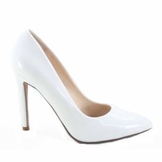 Pointed Toe Stiletto Heel Heel High 4.5 Inch with 0.15 Inch Platform Size: 8.  Color: White.  Gender: female.  Age Group: adult. White High Heels, Pumps Shoes, Shoes White, High Heels Stilettos, Heel Pumps, Blue Gender, High Heel Pumps, Stiletto Heel, Pump Shoes