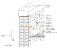 an architectural drawing shows the details of a stair case