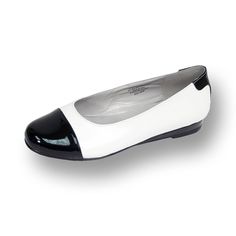 PEERAGE Patsy women's extra wide width leather flat for casual or fancy attire. Popular for its classic style and versatility, this ladies skimmer with glossy patent PU tip and rear provides all-day comfort and support to tackle professional work environments as well as casual everyday life. Features: Extra Wide (E) Leather Rubber Sole Patent PU Tip and Rear Inner Wedge Flat Heel Maximum Traction Outsole Questions? Contact Us Anytime Low Heel Dress Shoes, Fancy Attire, Flat Wedges, Cute Flats, Leather Dresses, Shoes Outlet, Casual Everyday, Leather Flats, Black Flats