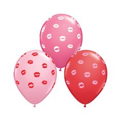 three balloons with lipstick prints on them