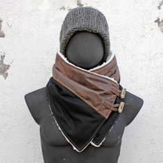 Unisex Scarfmen & Women Cowl.black Woolfaux Suedetoggle - Etsy Warm Black Winter Scarf, Black Winter Scarf For Gift, Warm Brown Scarves For Cold Weather, Warm Brown Scarf For Cold Weather, Brown Winter Scarves For Gifts, Brown Winter Scarves For Gift, Sherpa Fabric, Toggle Button, Scarf Men