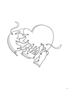 Heart With Stitches Drawing, Giving Heart Drawing, Hole In Heart Drawing, Heartless Drawing, Cute Heart Drawings Doodles, Cold Hearted Tattoo Ideas, Stitched Heart Drawing, Heart Sketch Creative, Love Heart Drawing Aesthetic