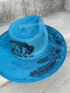 Blue Buffalo Bison Hat Hand Burned Cowboy Hat Cowboy Hat Ladies Western Explorer Hat Wedding Hat Wide Brim Fedora - Etsy Explorer Hat, Hat Burning, Custom Cowboy Hats, Buffalo Bison, Hand Burn, Hat Wedding, Painted Hats, Western Hat, Blue Buffalo