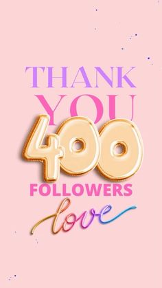 the words thank you for followers love are shown in gold letters on a pink background