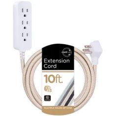 the extension cord for an extension cord is white and has two plugs on each end