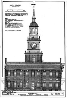 an architectural drawing of a building with a clock tower