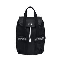 Pretty soon, the Under Armour� UA� Favorite Backpack for Ladies is going to be your favorite too. It's sized and shaped specifically for female backs to create a comfortable all-day fit. The large main compartment has a drawstring cinch and flap closure that protects the backpack's contents from rain. Inside, you'll find a sleeve that holds up to 13" laptops. The front has 2 pockets with large webbing zipper pulls. This Under Armour backpack's dual tote-style top grab handles allow for multiple carry styles. Print: 100% polyester. Solid: 100% nylon. Machine wash. Imported. Manufacturer style #: 1369211-001.  Print: 100% polyester;   Solid: 100% nylon;   Large main compartment with drawstring cinch and flap closure;   Laptop sleeve holds up to 13" laptops;   Sized and shaped specifically fo Under Armour Backpack, Sports Training, Backpack Sport, Pink Backpack, Sports Accessories, Under Armour Women, Zipper Pulls, Black Backpack, Under Armor