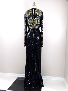 "This is a STUNNING vintage gown from couture designer, Stephen Yearick! It is heavily and fully embellished with sequins, glass beading and crystal rhinestones.. the details are ABSOLUTELY AMAZING It's in PERFECT condition! Measurements: Bust - 32/34\" Waist - 26/28\" Hips - 36/38\" Length - 60\" in the front / 63\" in the back All of my items come from a smoke-free home. If you would like more info or have any questions, please don't hesitate to ask!" Couture Sequin Gown For Formal Occasions, Couture Hand Embellished Evening Dress, Couture Hand-embellished Evening Dress, Couture Evening Gown With Sequins, Luxury Fitted Sequin Gown, Hand Embellished Fitted Luxury Gown, Luxury Fitted Hand-embellished Gown, Luxury Fitted Hand Embellished Gown, Couture Embellished Evening Dress