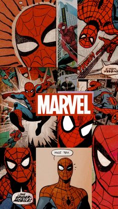 an image of spiderman collage with comic characters